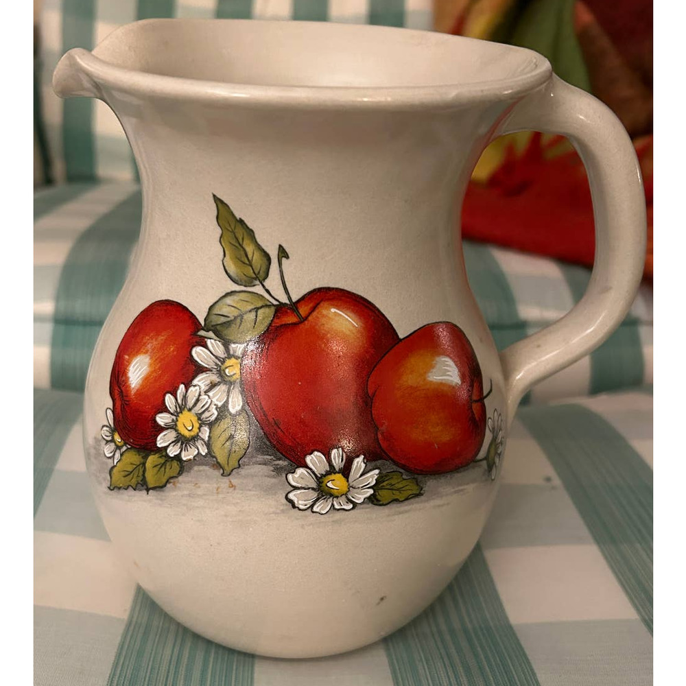 Pottery Shaker & Thangs Stonewear Pitcher with apples
